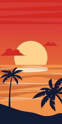 Sunset beach landscape vertical background