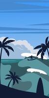 Sunset beach landscape vertical background vector