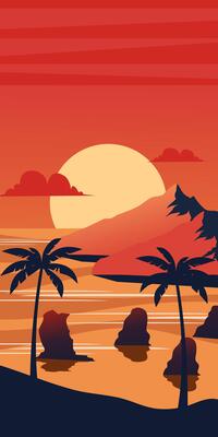 Sunset beach landscape vertical background