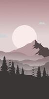 Vertical landscape background of mountain view vector