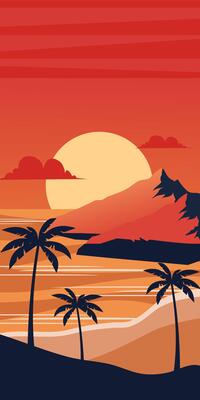 Sunset beach landscape vertical background