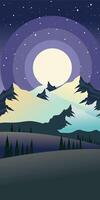 Vertical landscape background of mountain view vector
