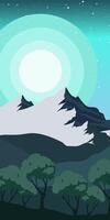 Vertical landscape background of mountain view vector