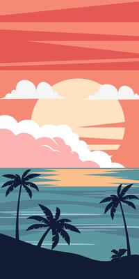 Sunset beach landscape vertical background