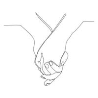 Continuous line drawing of Hands holding one another. vector