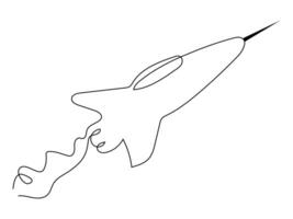 One Continuous line drawing of Airplane. vector