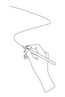 Continuous line art of hand writing with pencil. vector