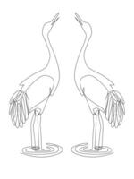 Continuous line art of flemish couple birds. vector