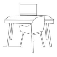Continuous line art of desktop computer. vector