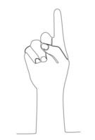 One line drawing of hand's finger. vector