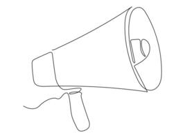 Continuous single one line art drawing of megaphone speaker. vector