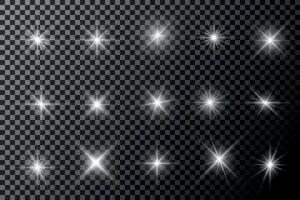 Light effect set. Glow isolated white transparent light effect set, lens flare, explosion, glitter, dust, sun flash, spark and stars, spotlight. illustration vector
