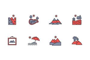 Landscape icon set..Editable stroke.linear style sign for use web design,logo.Symbol illustration. vector