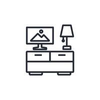 tv dresser icon. .Editable stroke.linear style sign for use web design,logo.Symbol illustration. vector