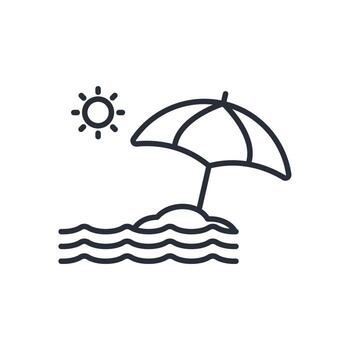 beach icon. .Editable stroke.linear style sign for use web design,logo.Symbol illustration. vector