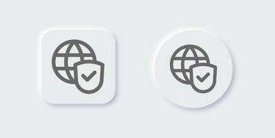 Secure connection line icon in neomorphic design style. Network signs illustration. vector