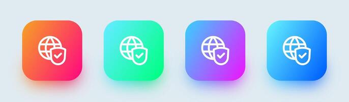 Secure connection line icon in square gradient colors. Network signs illustration. vector