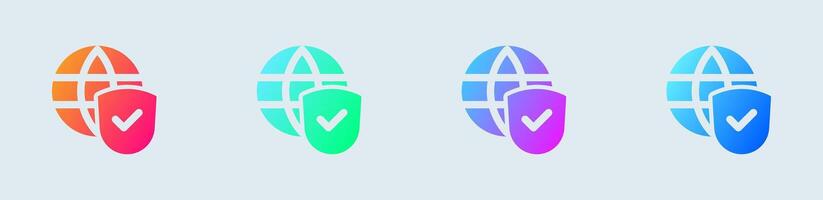Secure connection solid icon in gradient colors. Network signs illustration. vector