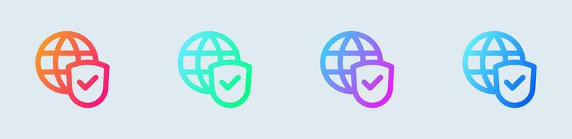 Secure connection line icon in gradient colors. Network signs illustration. vector