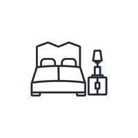 bedroom icon. .Editable stroke.linear style sign for use web design,logo.Symbol illustration. vector