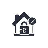 house locked icon. .Editable stroke.linear style sign for use web design,logo.Symbol illustration. vector