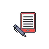 e reader icon. .Editable stroke.linear style sign for use web design,logo.Symbol illustration. vector