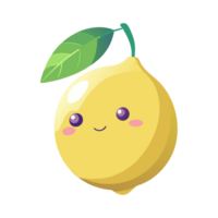 Illustration of cute cartoon lemon citrus fruit isolated on the transparent background png