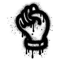 Spray Painted Graffiti fist hand icon Sprayed. graffiti fist power symbol with over spray in black over white. vector