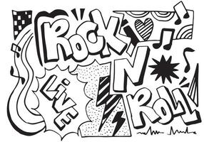 Rock'n'roll sign and doodle style for banner,invitation,concept design on white background. vector