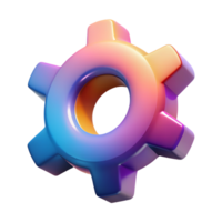 Gradient gear wheel 3d shape isolated on the transparent background png