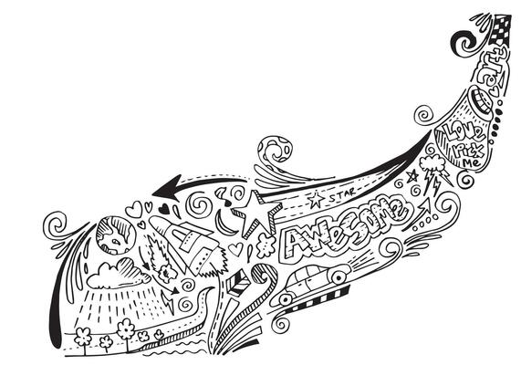 A set of graffiti doodles suitable for decoration, bagdes, stickers or embroidery on white background.