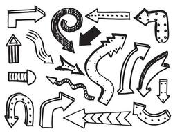 doodle design elements. hand drawn arrows isolated on white background. vector