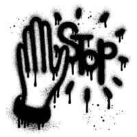 Hand Graffiti Spray isolated on white background with stop sign. vector