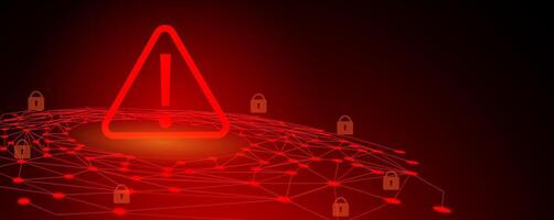 security hacker risk or cybercrime concept. Attention warning attacker alert sign and computer security protection notify danger. Technology red background vector