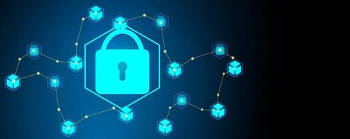 Internet or digital security concepts. Glowing padlock secure big data and information. Cyber technology blue background vector
