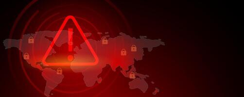 Computer security or hacking concepts. Attention warning attacker alert sign and computer security protection notify danger. Technology red background vector