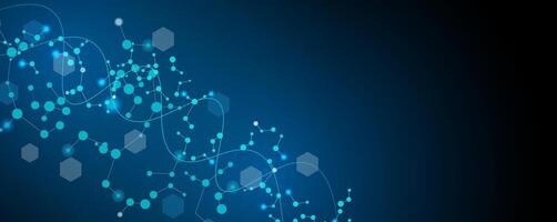 Science abstract blue background. Molecules technology with wave and polygon. illustration vector
