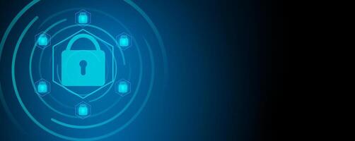 Security system background. Abstract technology for cyber security and digital padlock on blue bg vector