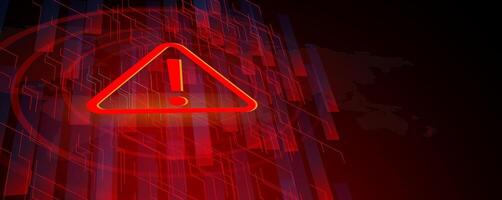 Hacking concept or malware. Attention warning attacker alert sign and computer security protection notify danger. Technology red background vector