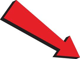 3d Red Arrow Down Direction Icon Isolated on White Background vector