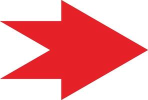 Simple Red Arrow Icon on White Background. Right Arrow Direction Pointer vector