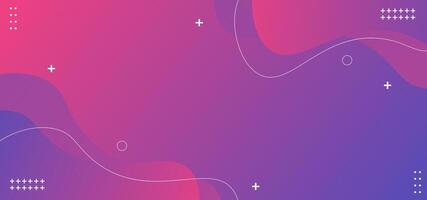 Abstract vibrant gradient background in purple and pink with lines and geometric shapes. vector