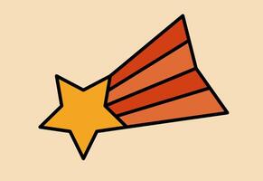 Shooting star. Falling star, Comet, Meteoroid. Groovy sticker with Sky symbol. Weather icon. Retro illustration vector