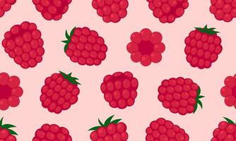 Seamless pattern with raspberry. Fresh summer juicy berry background. Flat illustration vector