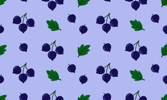 Seamless pattern with black currant. Fresh summer juicy berry background. Flat illustration vector