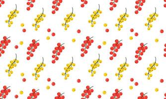 Seamless pattern with red and yellow currant. Fresh summer juicy berry background. Flat illustration vector