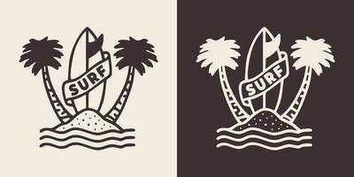 Hand drawn illustration of a surfboard in sand. vector