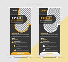 Construction tools rollup and standee banner design template vector