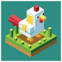 Stunning Hen Isometric Illustrations, A Visual Feast of Detailed Poultry Art vector