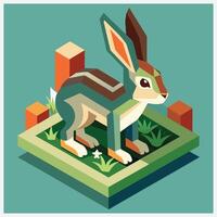 Stunning Isometric Illustrations of Hares ,A Visual Delight vector